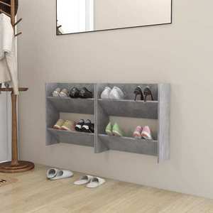 vidaXL Pantofare de perete, 2 buc., gri beton, 60x18x60 cm, PAL imagine