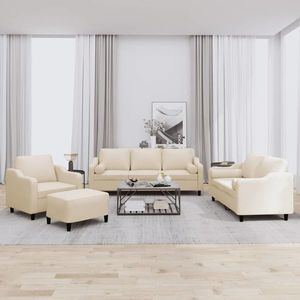 vidaXL Set de canapele cu perne, 4 piese, crem, microfibră imagine