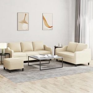 vidaXL Canapea cu 2 locuri, crem, material textil imagine