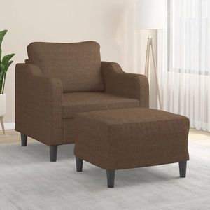 vidaXL Fotoliu canapea cu taburet, maro, 60 cm, material textil imagine