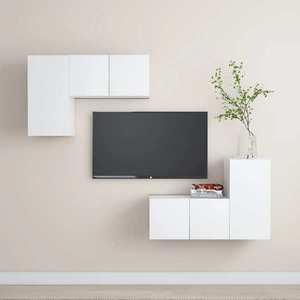 vidaXL Set dulapuri TV, 4 piese, alb, lemn prelucrat imagine