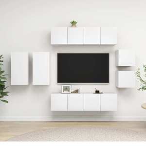 vidaXL Set dulapuri TV, 8 piese, alb, lemn prelucrat imagine