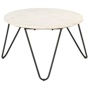 vidaXL Măsuță de cafea alb 65x65x42 cm piatră naturală aspect marmură imagine