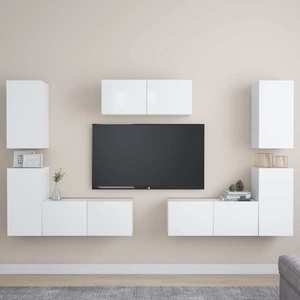 vidaXL Set dulapuri TV, 7 piese, alb, lemn prelucrat imagine