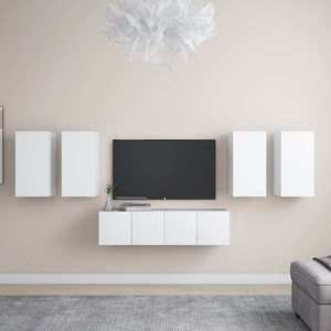 vidaXL Set dulapuri TV, 6 piese, alb, lemn prelucrat imagine