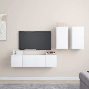 vidaXL Set dulapuri TV, 4 piese, alb, lemn prelucrat imagine