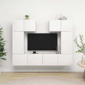 vidaXL Set dulapuri TV, 6 piese, alb, lemn prelucrat imagine