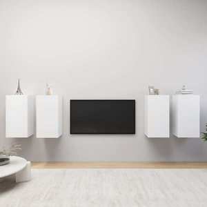 vidaXL Dulapuri TV, 4 buc., alb, 30, 5x30x60 cm, lemn prelucrat imagine