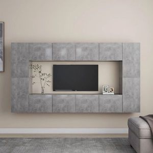 vidaXL Set de dulapuri TV, 8 piese, gri beton, lemn prelucrat imagine