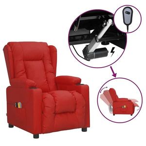 vidaXL Fotoliu de masaj electric, roșu vin, piele ecologică imagine