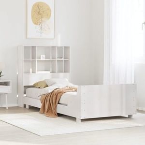vidaXL Cadru pat fără saltea, alb, 90x190 cm, lemn masiv de pin imagine