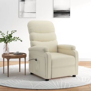 vidaXL Fotoliu rabatabil electric, crem, piele ecologică imagine