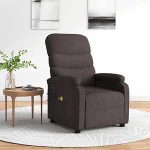 vidaXL Fotoliu de masaj electric, maro închis, material textil imagine