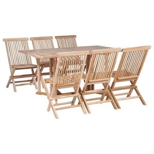 vidaXL Set mobilier de exterior pliabil, 7 piese, lemn masiv de tec imagine