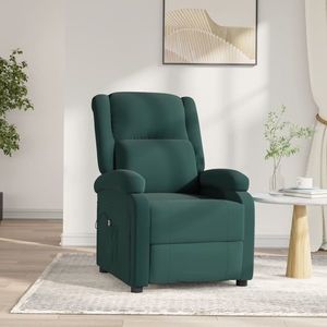 vidaXL Fotoliu rabatabil electric, verde închis, catifea imagine