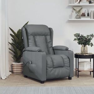 vidaXL Fotoliu rabatabil electric, gri, piele ecologică imagine