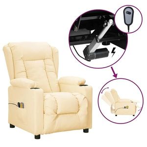 vidaXL Fotoliu de masaj electric, crem, piele ecologică imagine