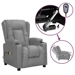 vidaXL Fotoliu de masaj electric, gri, piele ecologică imagine