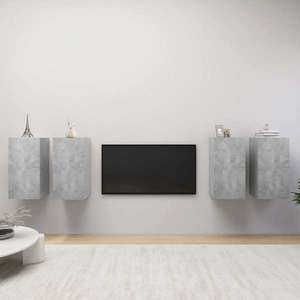 vidaXL Dulapuri TV, 4 buc, gri beton, 30, 5x30x60 cm, lemn prelucrat imagine