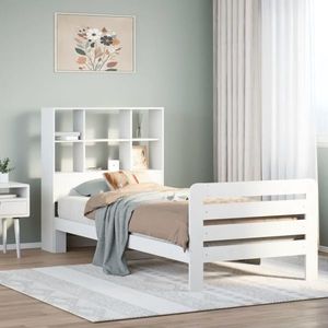 vidaXL Cadru pat fără saltea, alb, 90x190 cm, lemn masiv de pin imagine
