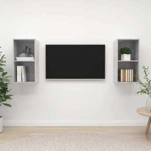 vidaXL Dulapuri TV suspendate, 2 buc, gri beton, lemn prelucrat imagine