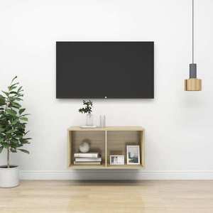 vidaXL Dulap TV montat pe perete, stejar Sonoma, 37x37x72 cm, PAL imagine