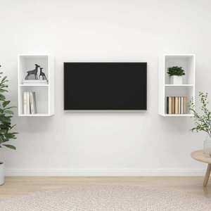 vidaXL Dulapuri TV suspendate, 2 buc. alb, lemn prelucrat imagine