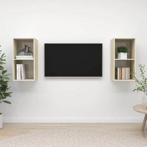 vidaXL Dulapuri TV suspendate 2 buc, stejar sonoma, lemn prelucrat imagine