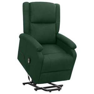 vidaXL Fotoliu cu ridicare, verde închis, material textil imagine