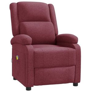 vidaXL Fotoliu de masaj spătar aripi, roșu vin, material textil imagine