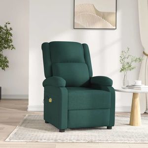 vidaXL Fotoliu de masaj electric, verde închis, material textil imagine