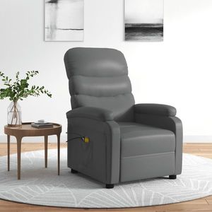 vidaXL Fotoliu de masaj electric, gri, piele ecologică imagine