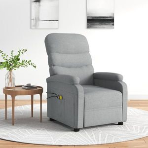 vidaXL Fotoliu de masaj electric rabatabil, gri deschis, textil imagine