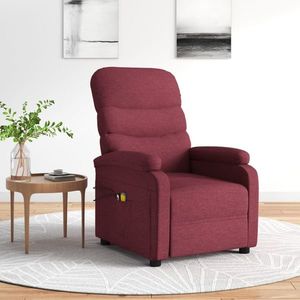 vidaXL Fotoliu de masaj electric rabatabil, roșu vin, textil imagine