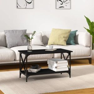 vidaXL Măsuță de cafea, negru, 80x45x45 cm, lemn prelucrat și fier imagine