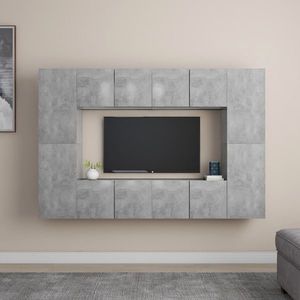 vidaXL Set de dulapuri TV, 8 piese, gri beton, lemn prelucrat imagine