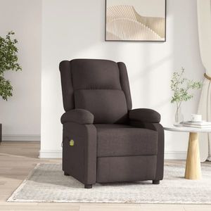 vidaXL Fotoliu de masaj electric, maro închis, material textil imagine