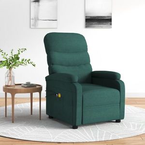 vidaXL Fotoliu de masaj electric, verde închis, material textil imagine