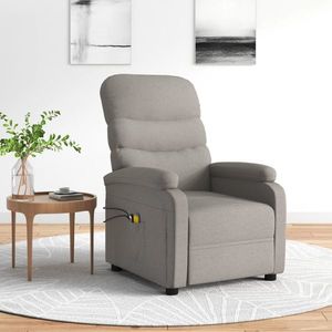 vidaXL Fotoliu de masaj electric rabatabil, gri taupe, textil imagine