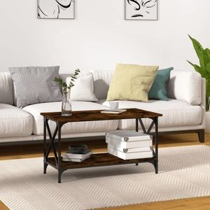 vidaXL Măsuță cafea, stejar fumuriu 80x45x45 cm lemn prelucrat și fier imagine