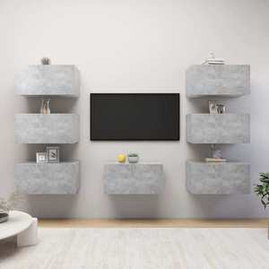 vidaXL Dulapuri TV, 7 buc, gri beton, 30, 5x30x60 cm, lemn prelucrat imagine