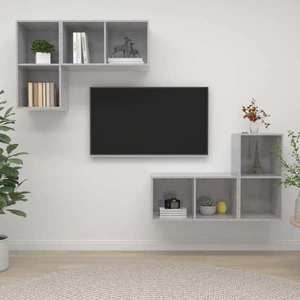 vidaXL Dulapuri TV suspendate, 4 buc, gri beton, lemn prelucrat imagine