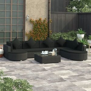 vidaXL Set de mobilier pentru grădină, 7 piese, negru, poliratan imagine