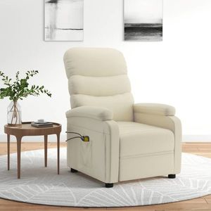 vidaXL Fotoliu de masaj electric, crem, piele ecologică imagine