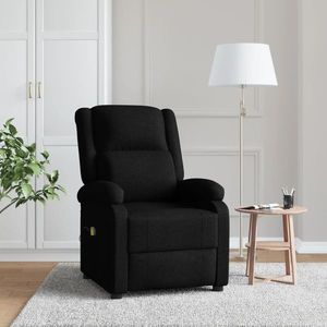 vidaXL Fotoliu de masaj spătar aripi, negru, material textil imagine