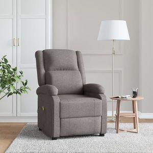 vidaXL Fotoliu de masaj spătar aripi, gri taupe, material textil imagine