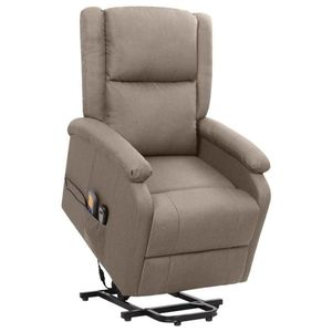 vidaXL Fotoliu de masaj cu ridicare, gri taupe, material textil imagine