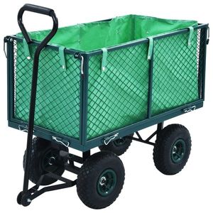 vidaXL Cărucior manual de grădină, verde, 350 kg imagine