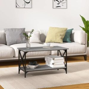 vidaXL Măsuță cafea, gri sonoma, 80x45x45 cm, lemn prelucrat și fier imagine