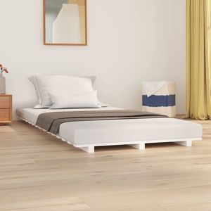 vidaXL Cadru de pat, alb, 100x200 cm, lemn masiv de pin imagine